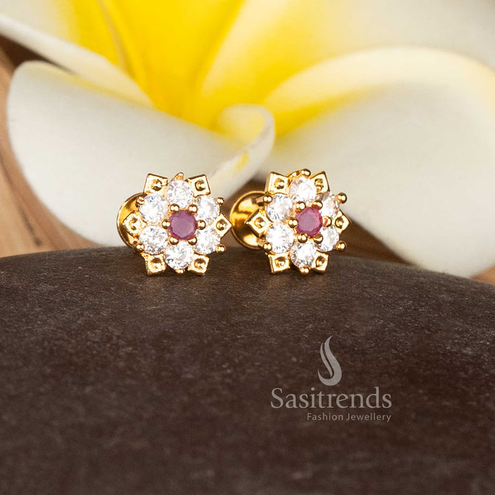 Guaranteed One Gram Gold Look Starburst Flower Stud Earrings for Wedding Wear – Sasitrends