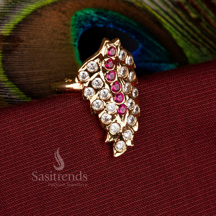 Traditional Impon Addigai Panchaloha Micro 24K Gold Plated Leaf Cluster AD Ring | Look Like Real Gold