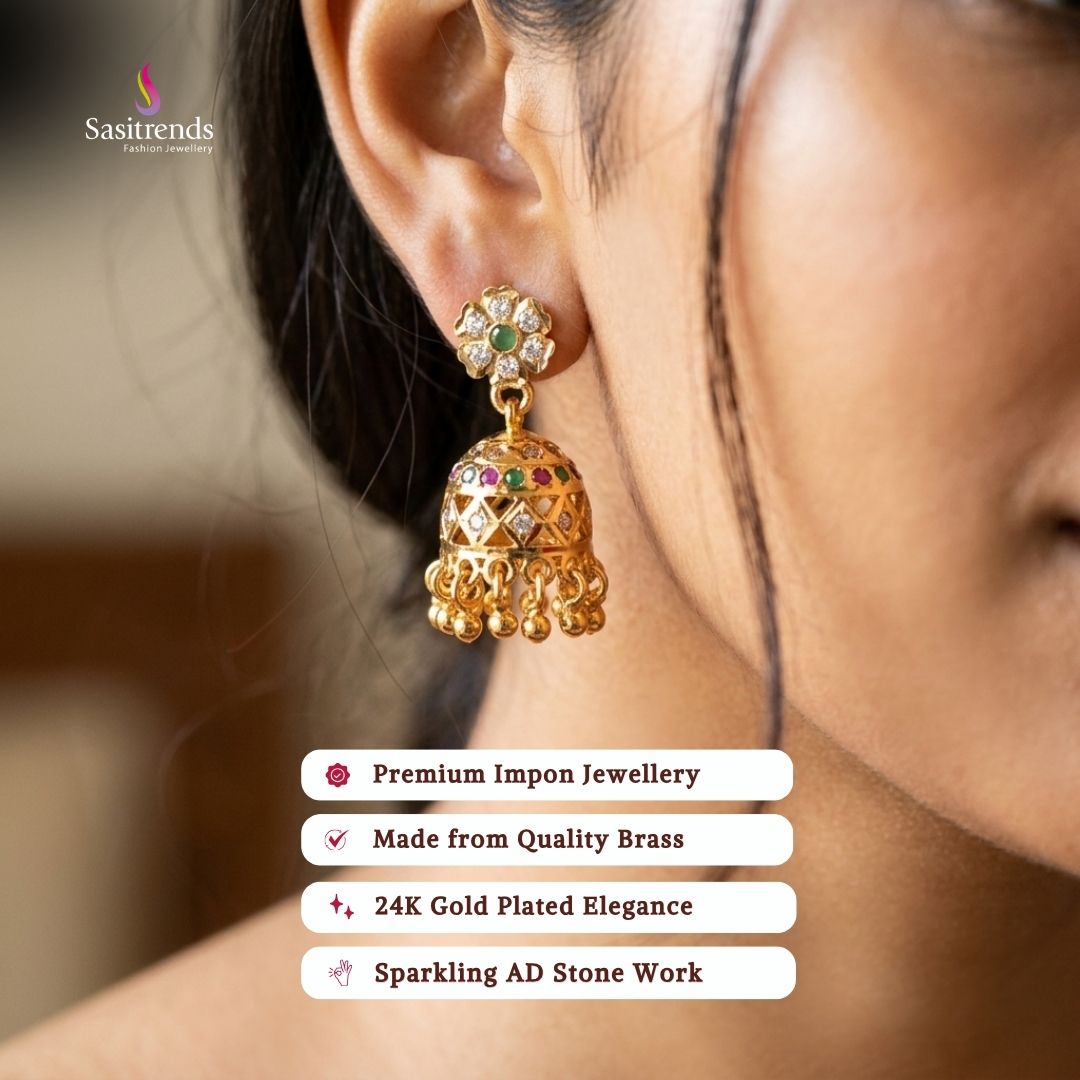 Micro gold plated jhumka model image - Sasitrends