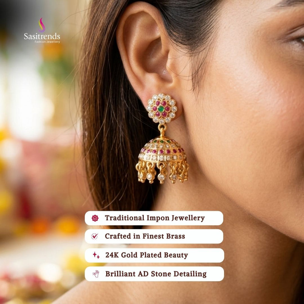 Micro gold plated jhumka model image - Sasitrends