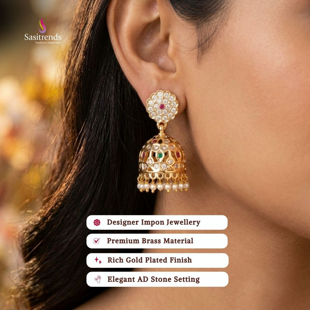 Micro gold plated jhumka model image - Sasitrends