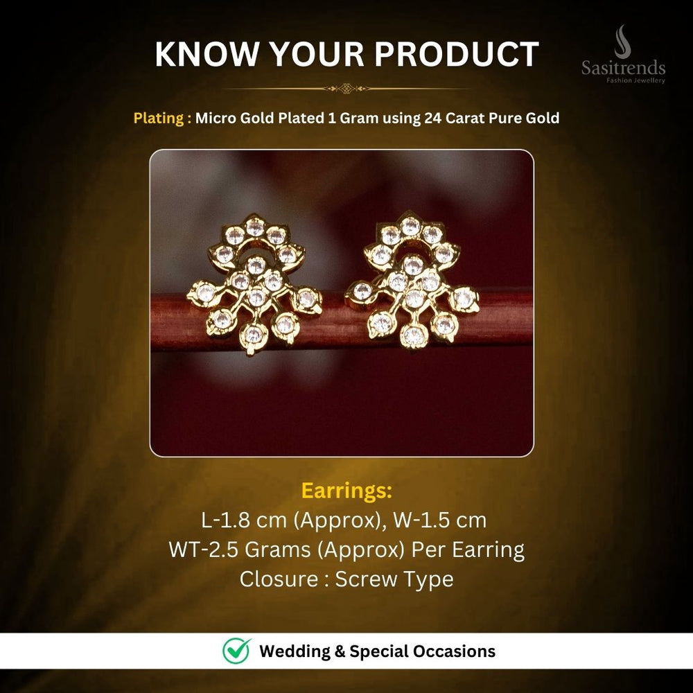 Impon Micro gold plated Earrings measurement image - Sasitrends