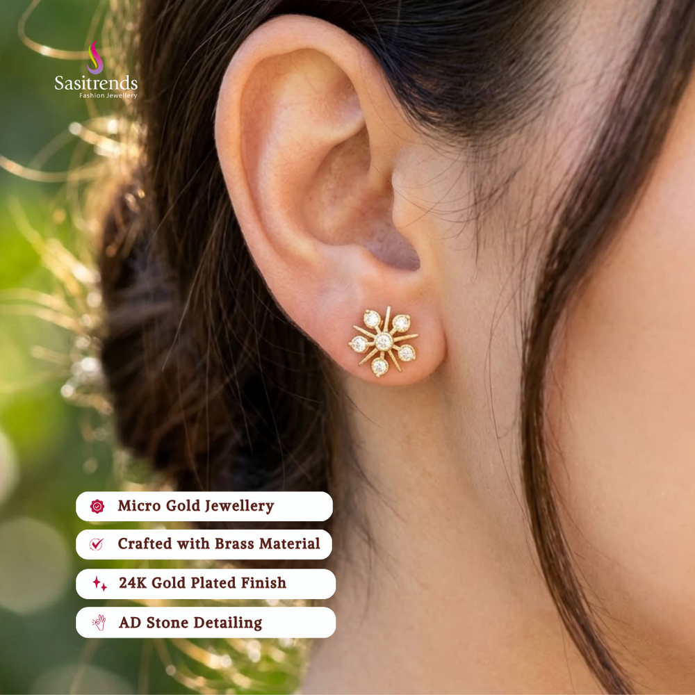 Traditional wear impon micro gold plated AD stone earrings - Sasitrends