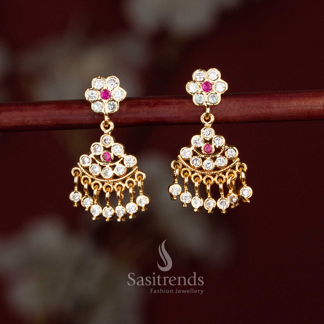 Impon micro gold plated floral stone drop earrings with real-gold-like shine – Sasitrends 