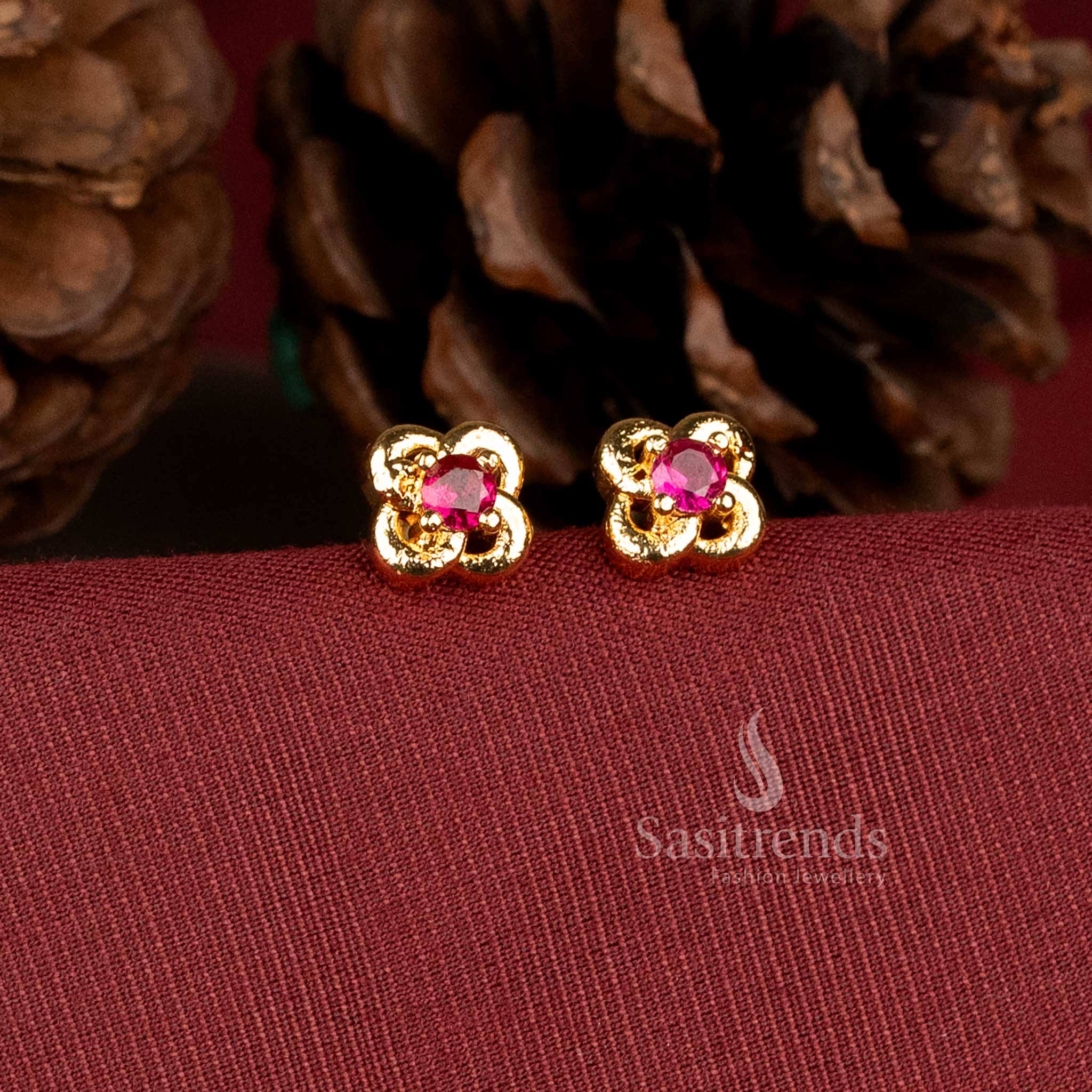 Sasitrends impon micro gold plated ad bloom dot stud earrings 