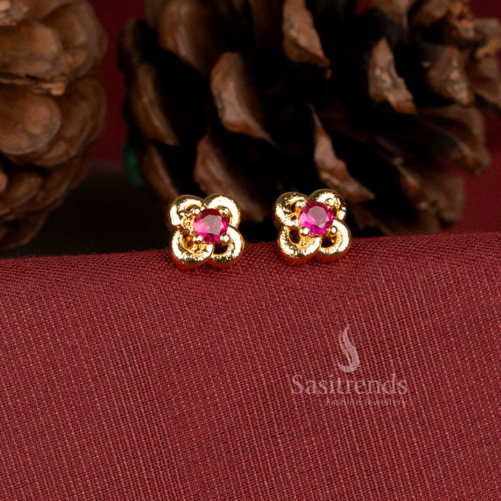 Sasitrends impon micro gold plated ad bloom dot stud earrings 