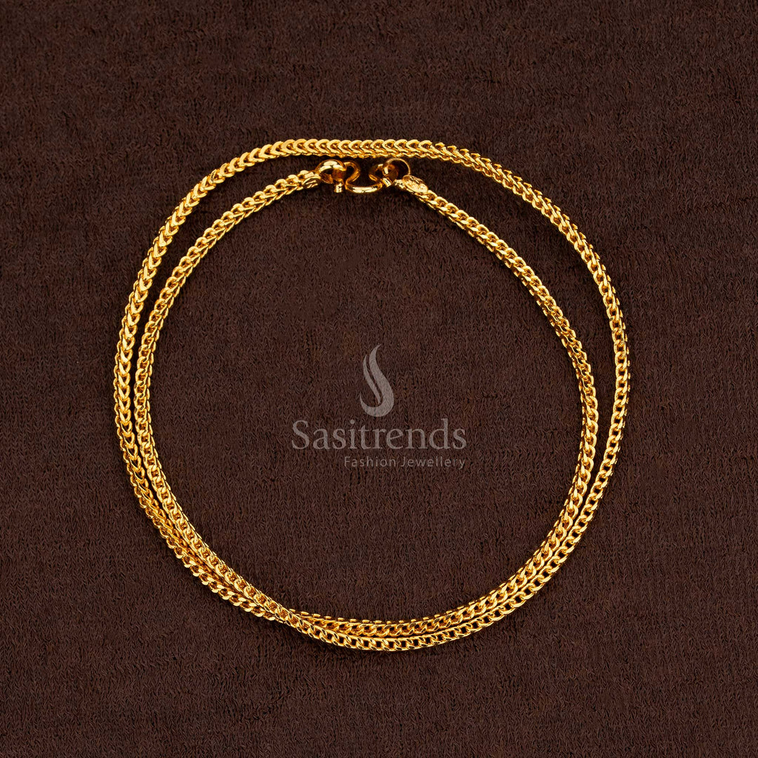 Sasitrends Micro Gold Plated Singapore Square Chain Thin 18 Inches , Real Gold look alike
