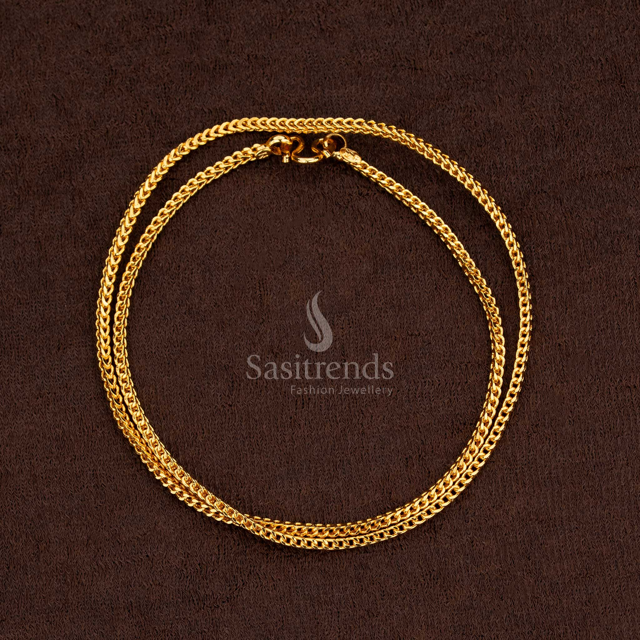 Sasitrends Micro Gold Plated Singapore Square Chain Thin 18 Inches , Real Gold look alike
