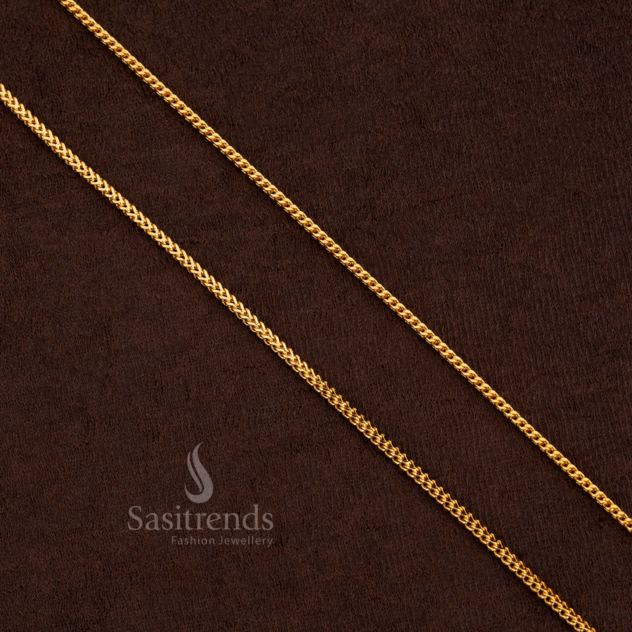 Sasitrends Guaranteed one gram Micro Gold Plated Singapore Square Chain Thin 24 Inches , Real Gold look alike