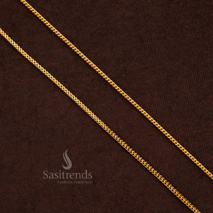 Sasitrends Guaranteed one gram Micro Gold Plated Singapore Square Chain Thin 24 Inches , Real Gold look alike