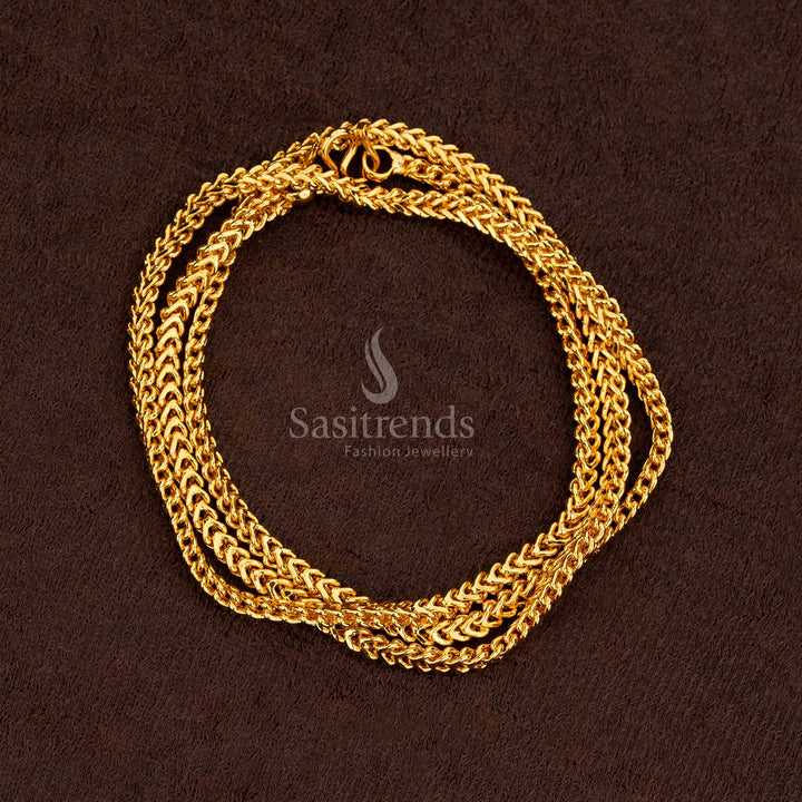 Sasitrends Traditional Micro Gold Plated Singapore Square Chain thick 24 Inches , Real Gold look alike