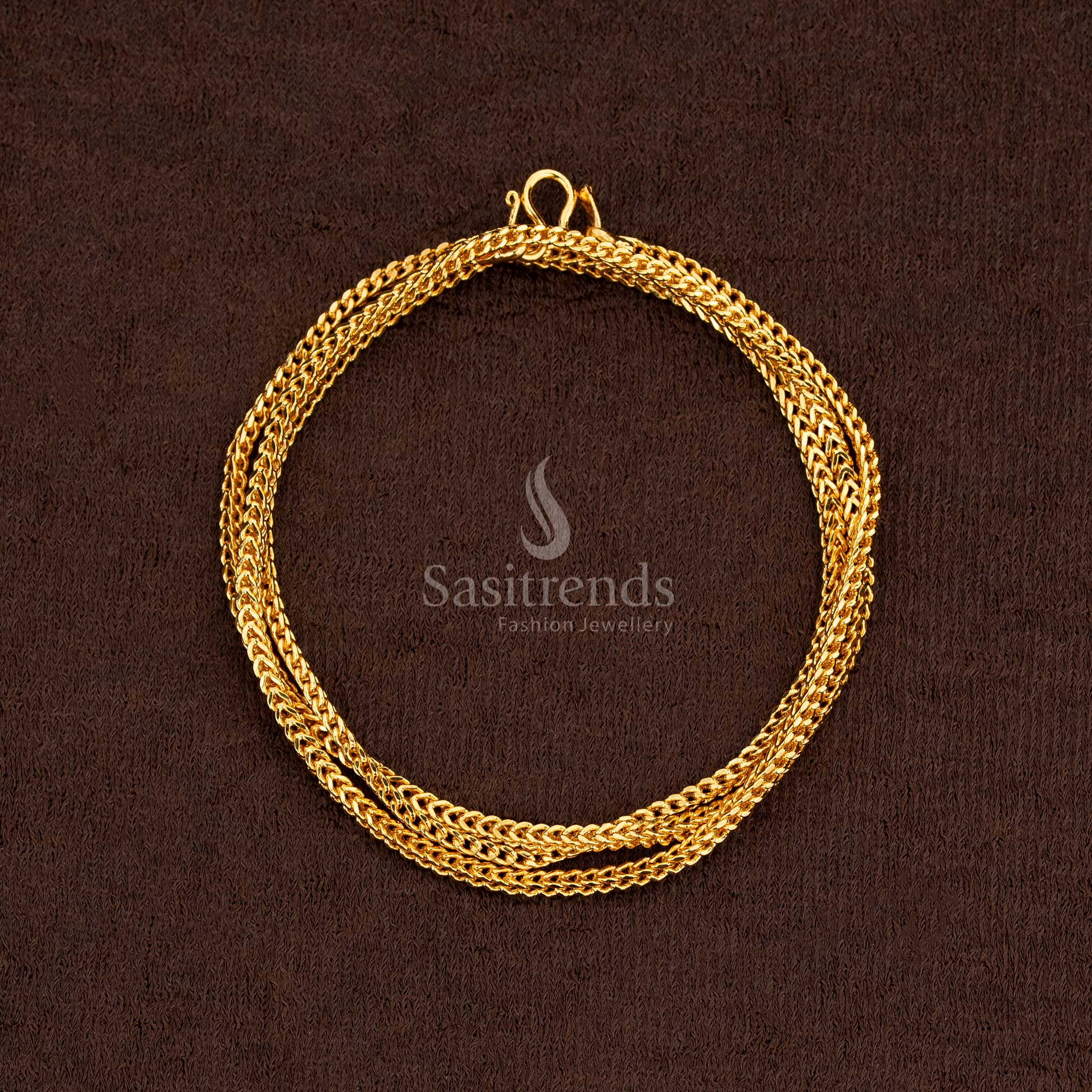 Guaranteed One Gram Micro Gold Plated Singapore Square Chain | Real Gold Look Alike