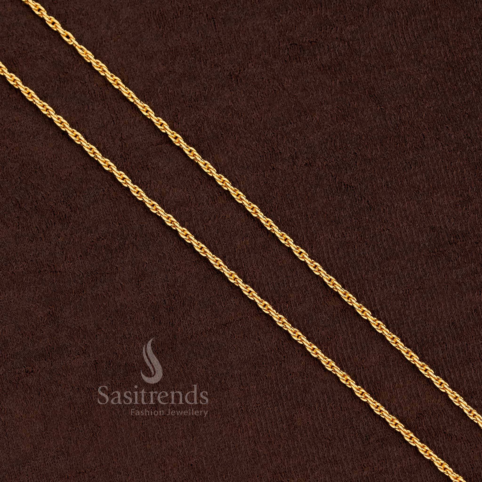 Sasitrends Micro Gold Plated Rope Design Chain 24 Inches Front View