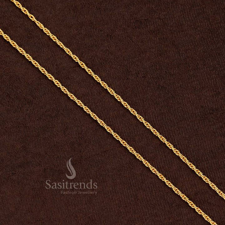 Sasitrends Micro Gold Plated Rope Design Chain 24 Inches Front View