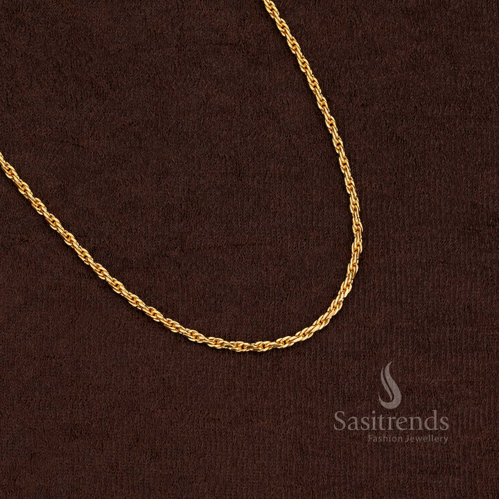 24 Inches Micro Gold Plated Rope Design Chain for Temple Wear
