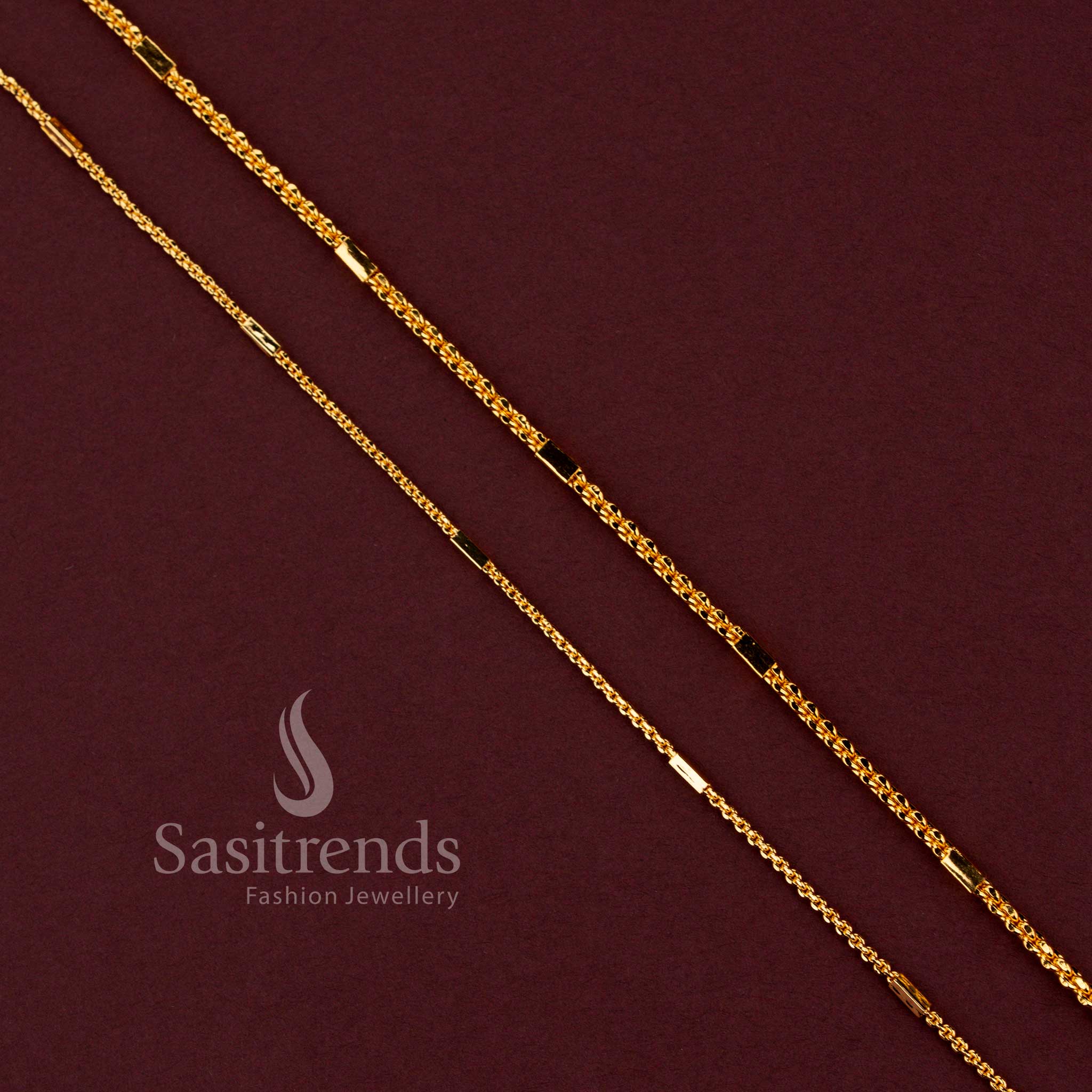 Guaranteed one gram micro gold plated Royal Link designer chain with intricate traditional pattern and rich gold-like finish - Sasitrends.