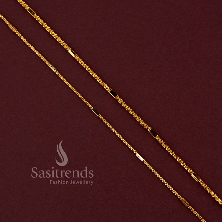 Guaranteed one gram micro gold plated Royal Link designer chain with intricate traditional pattern and rich gold-like finish - Sasitrends.