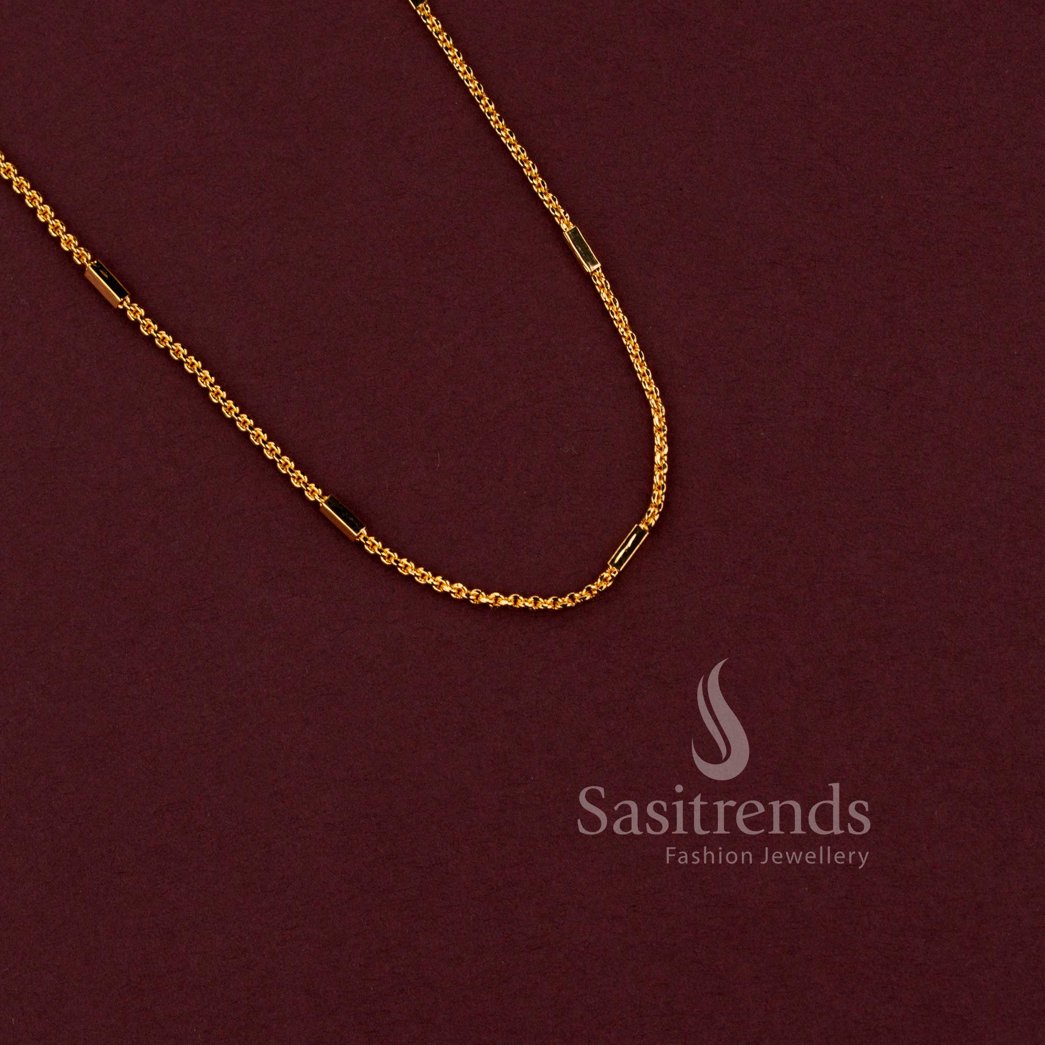 Traditional designer chain showcasing intricate craftsmanship with luxurious micro gold plated finishing for special occasions - Sasitrends.