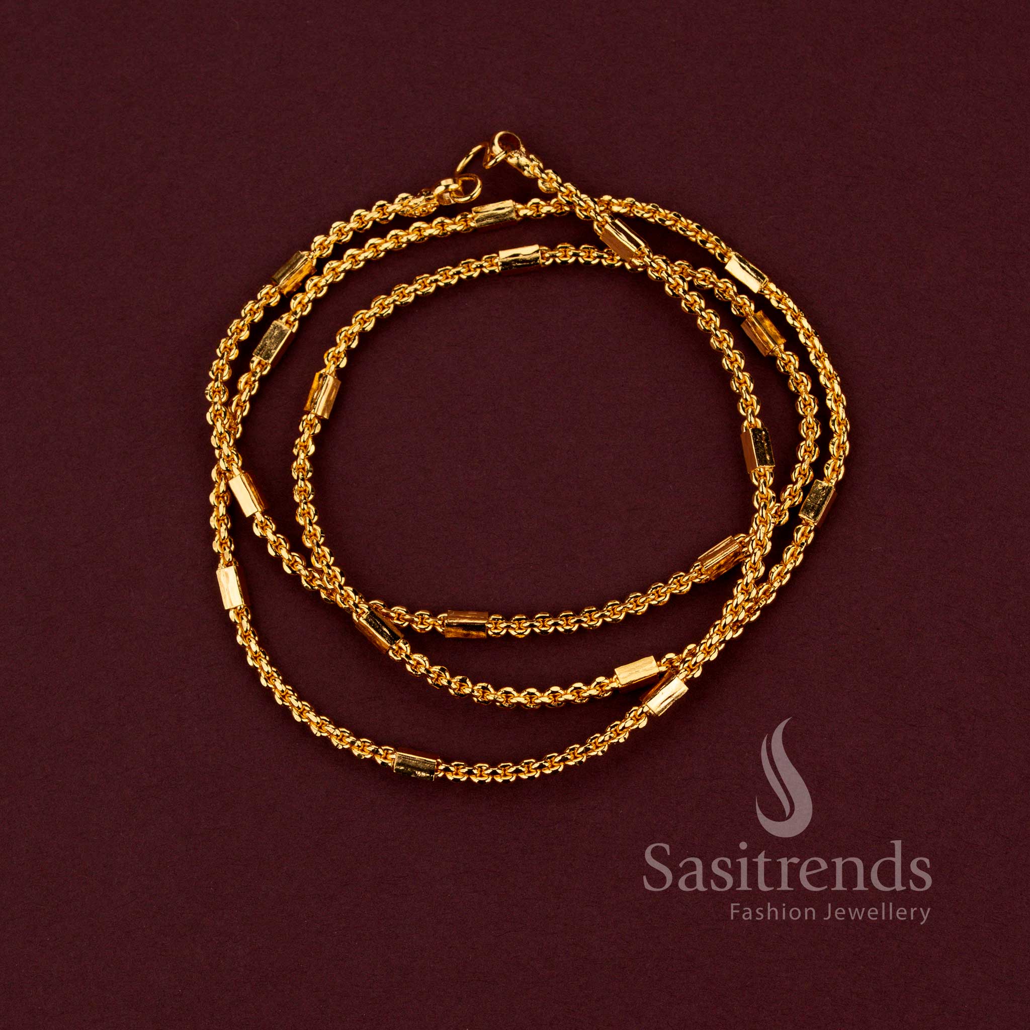 Guaranteed one gram micro gold plated Royal Link designer chain with refined traditional detailing and elegant gold-like finish - Sasitrends.