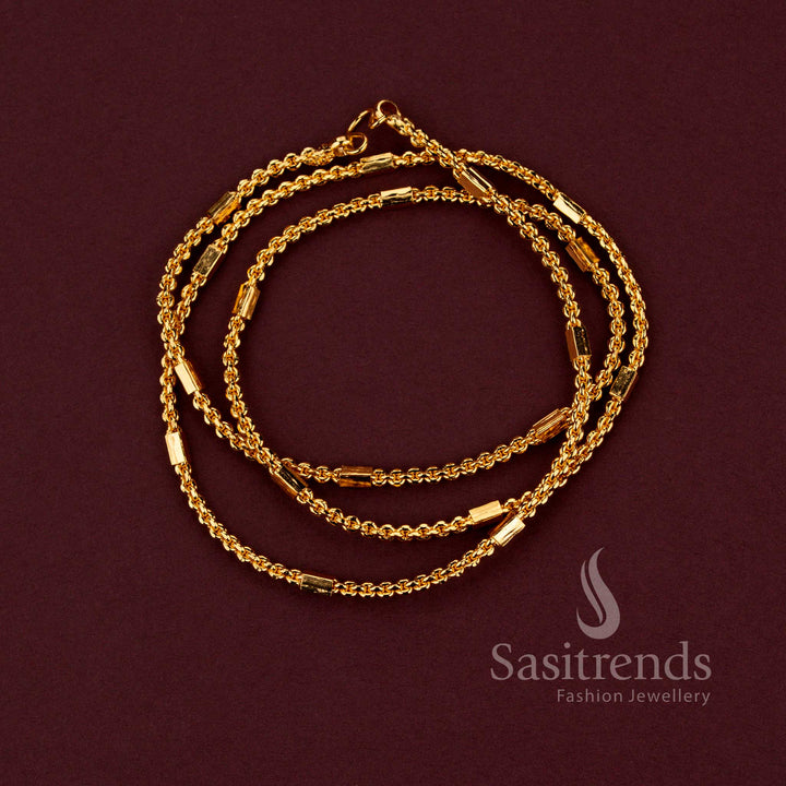 Guaranteed one gram micro gold plated Royal Link designer chain with refined traditional detailing and elegant gold-like finish - Sasitrends.