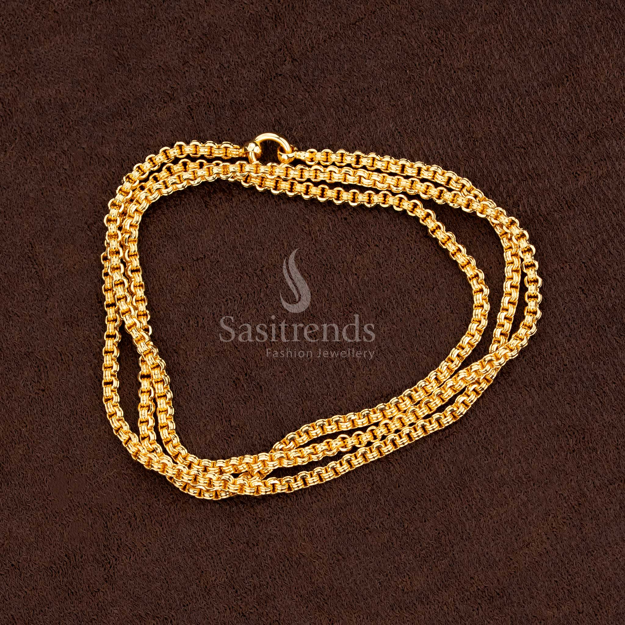 Sasitrends Micro Gold Plated Round & Square Box Pattern Chain Front View