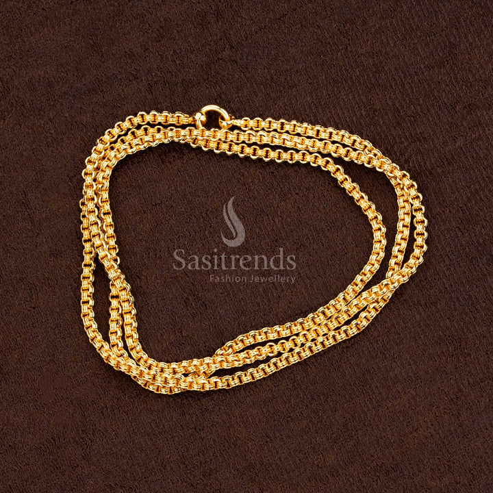 Sasitrends Micro Gold Plated Round & Square Box Pattern Chain Front View