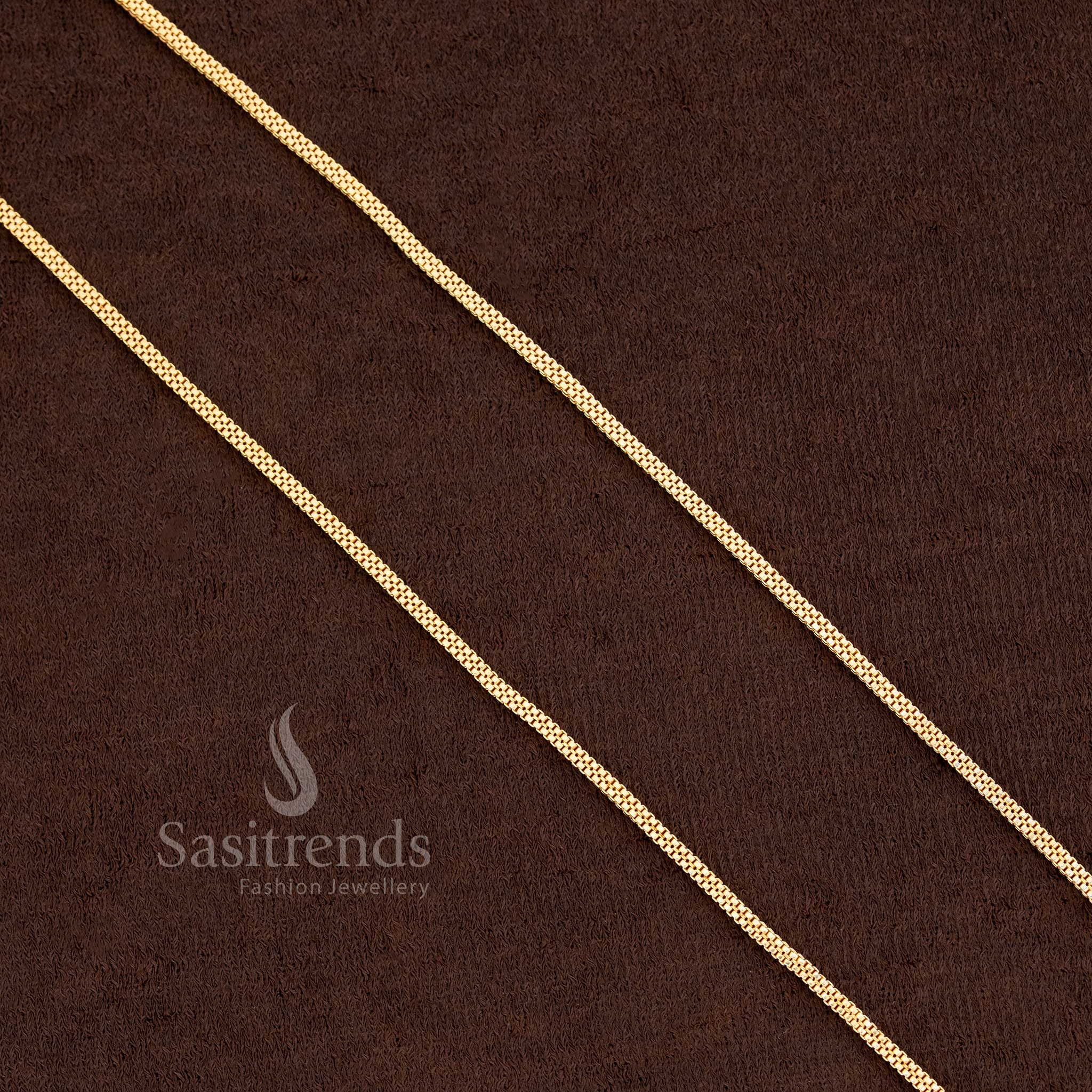 Elegant Temple Wear Micro Gold Plated Round & Square Pattern Chain