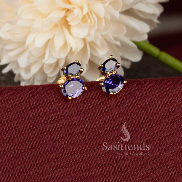 Festive wear oval AD earrings craftsmanship and one gram finish - Sasitrends.