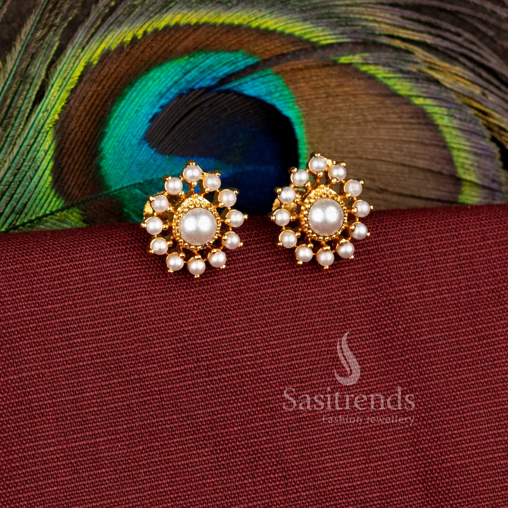 Stylish pear drop inspired stud earrings with premium micro gold plated finish - Sasitrends