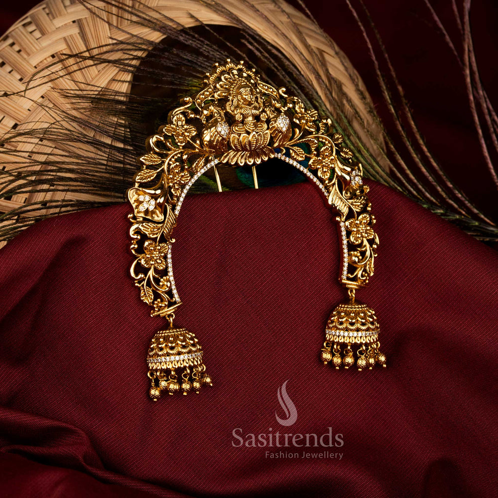 Majestic South Indian Bridal Arch Jadai Billai in Temple Design 3 with AD Stones and Heritage Finish – Sasitrends