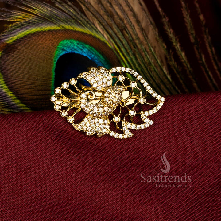 Traditional American Diamond Peacock Saree Pin with Mahendi Finish Accent – Sasitrends