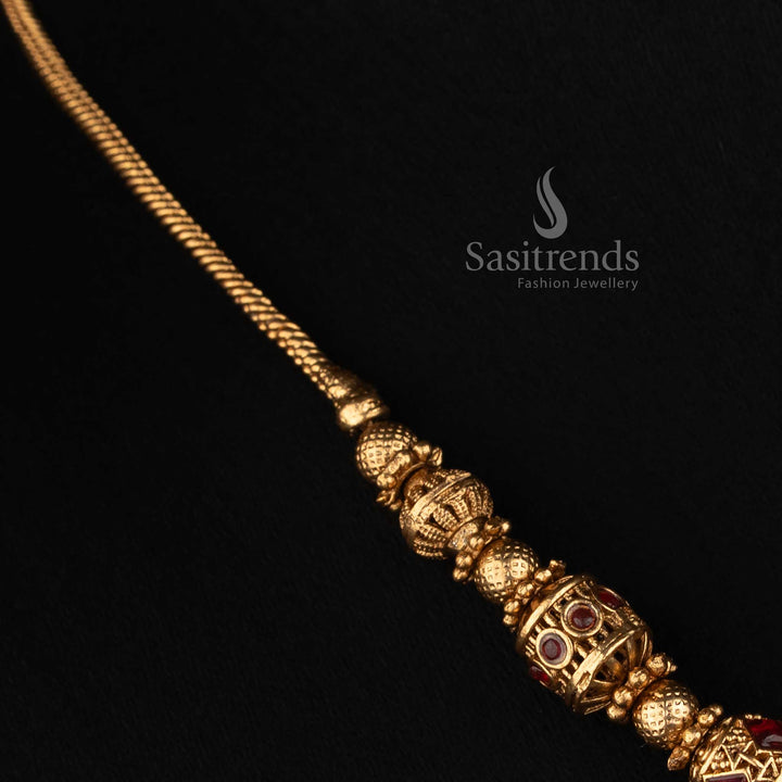 Wonderful Collection of Classic Temple Matte Gold Plated Ball Chain Necklace for Festive & Bridal Wear