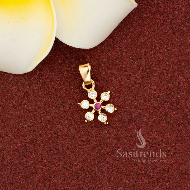 Luxurious Micro Gold Plated AD Floral Pendant for Elegant Receptions & Festive Gatherings – Guaranteed