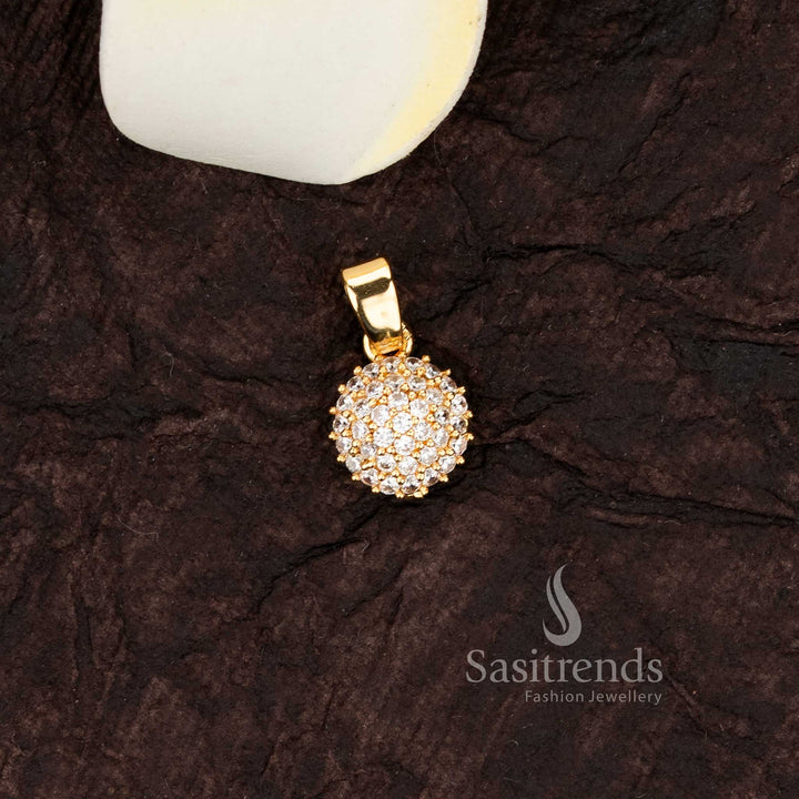Gorgeous Radiant Micro Gold Plated Round American Diamond Cluster Pendant – One Gram Jewellery with Sparkling AD Stones – Sasitrends