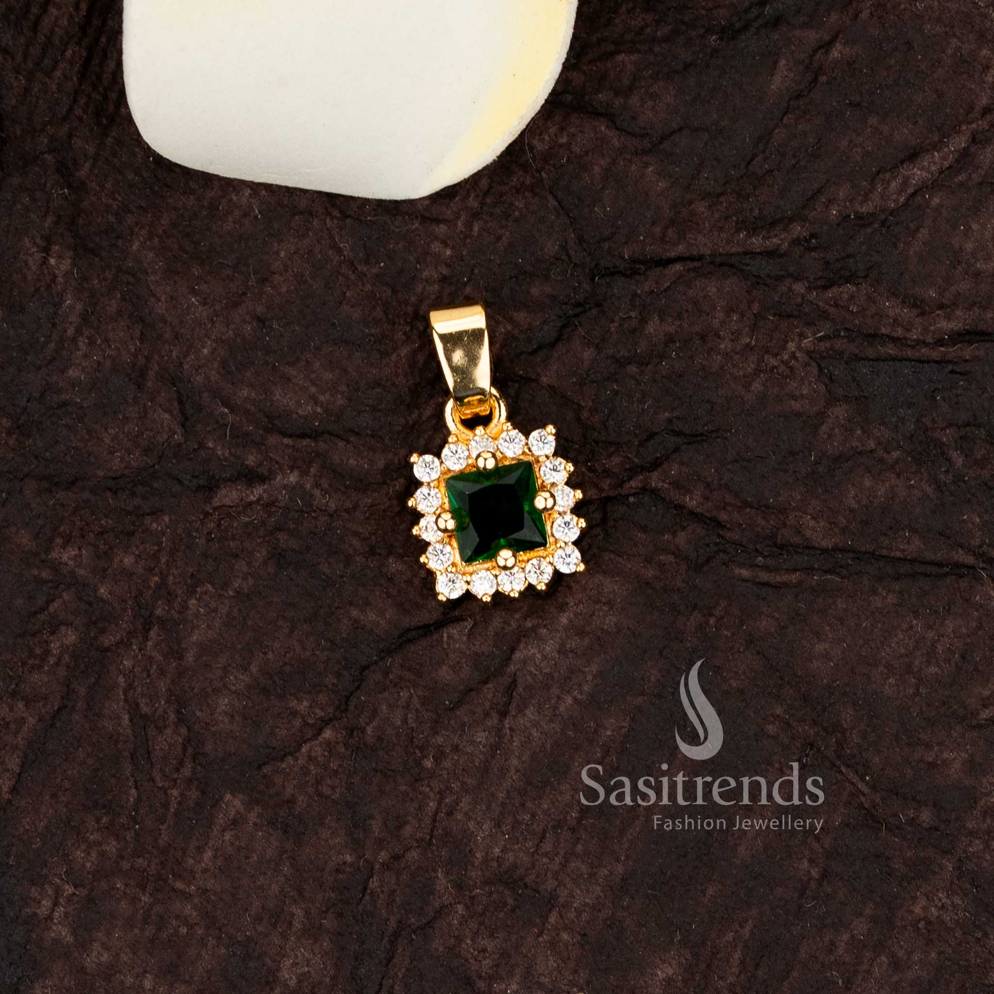 Square cut AD stone pendants in one gram gold plating guaranteed to look like real gold - Sasitrends