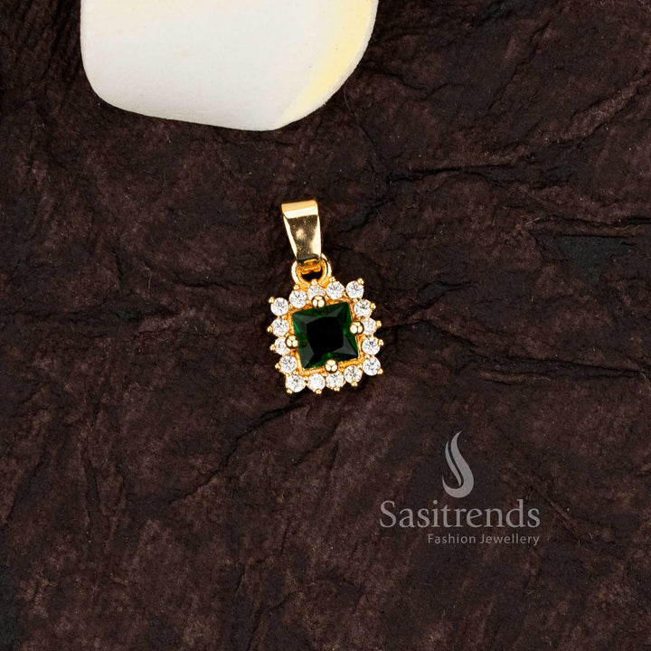 Square cut AD stone pendants in one gram gold plating guaranteed to look like real gold - Sasitrends