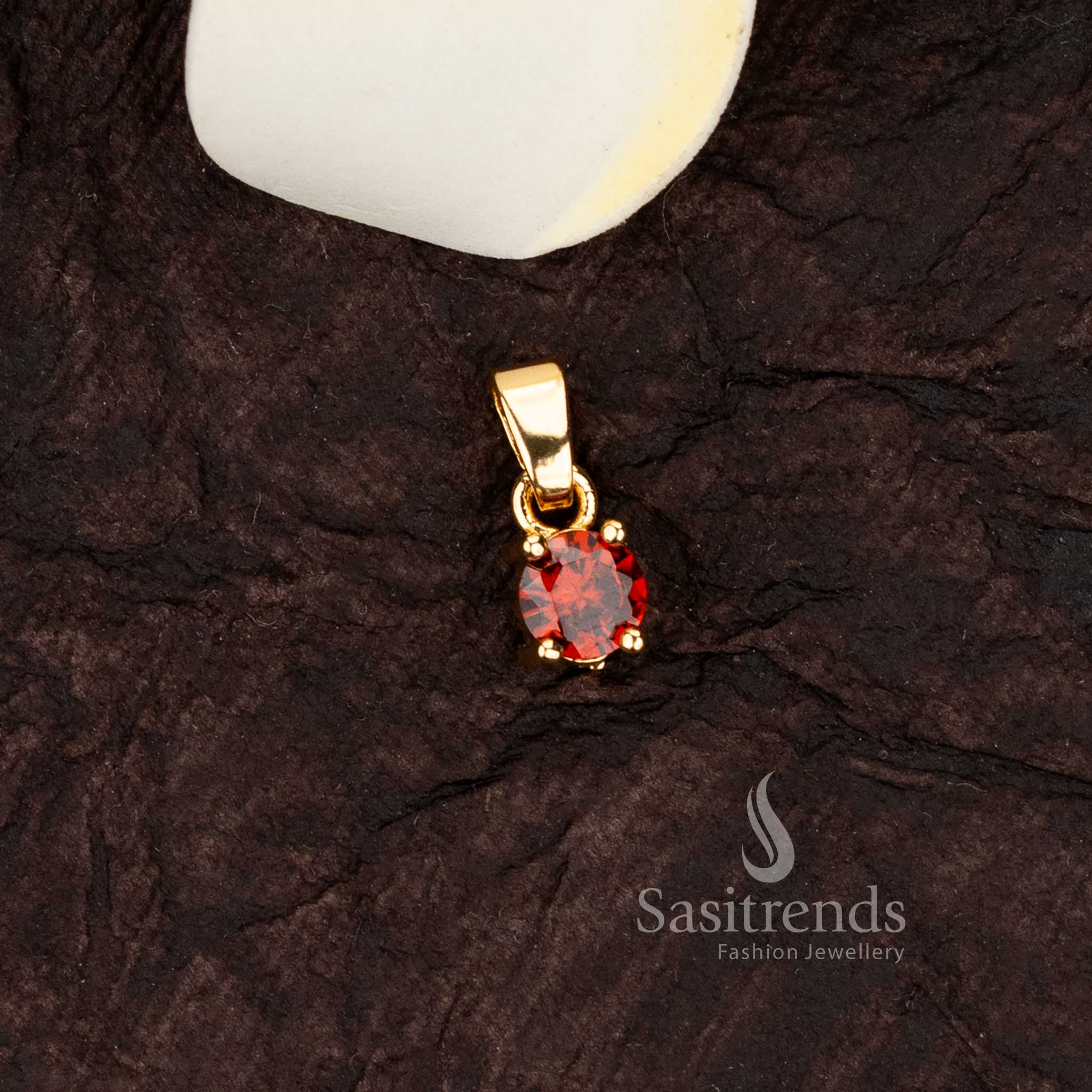 Timeless micro gold plated solitaire pendant with a single sparkling american diamond - Sasitrends