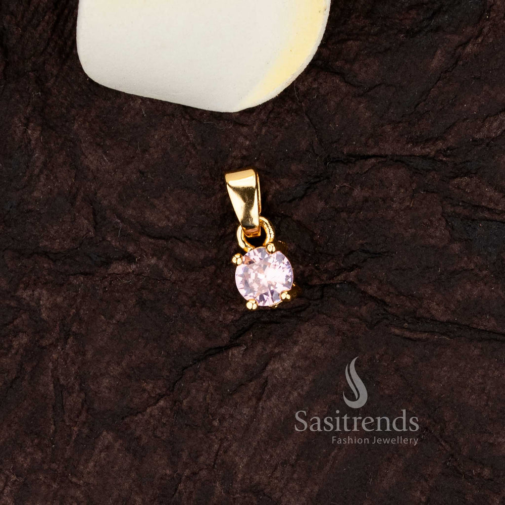 Sparkling solitaire stone pendant in premium micro gold finish for daily wear - Sasitrends