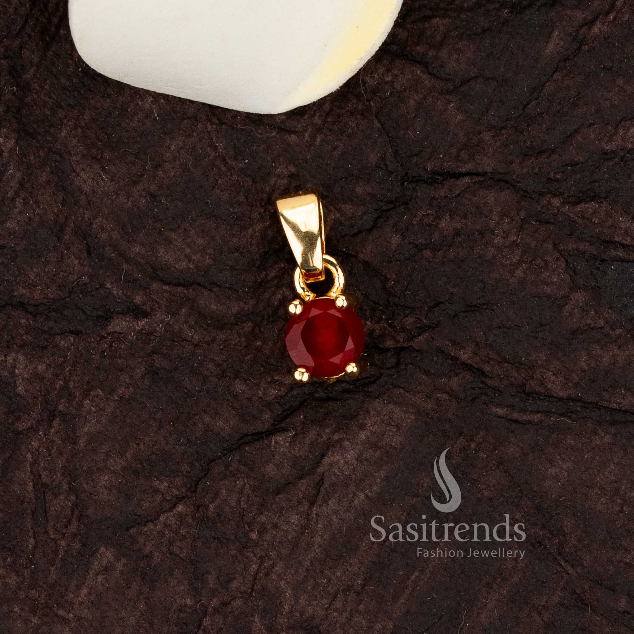 Timeless micro gold plated solitaire pendant with a single sparkling american diamond - Sasitrends