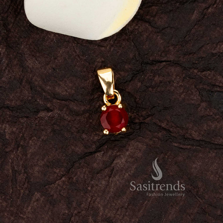 Timeless micro gold plated solitaire pendant with a single sparkling american diamond - Sasitrends