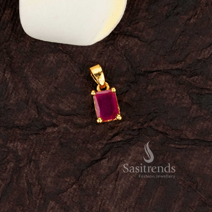 Stunning rectangular stone pendant in premium micro gold finish for daily wear - Sasitrends