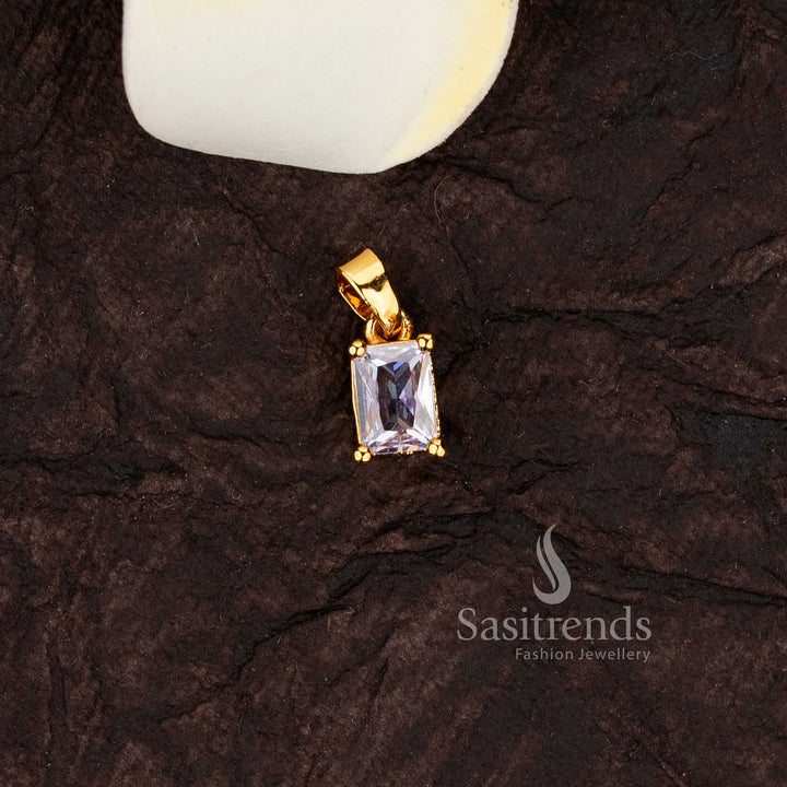 Stunning rectangular stone pendant in micro gold finish for daily wear - Sasitrends