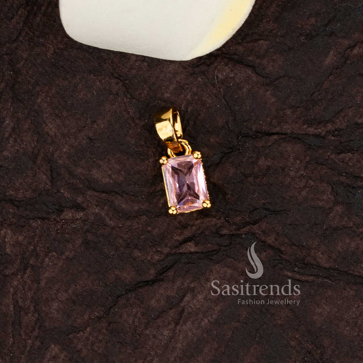 Stunning rectangular stone pendant in micro gold finish for daily wear - Sasitrends 