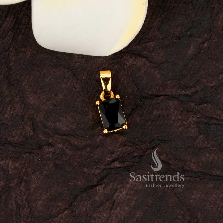 Rectangle shape single stone AD pendant in one gram gold plating - Sasitrends
