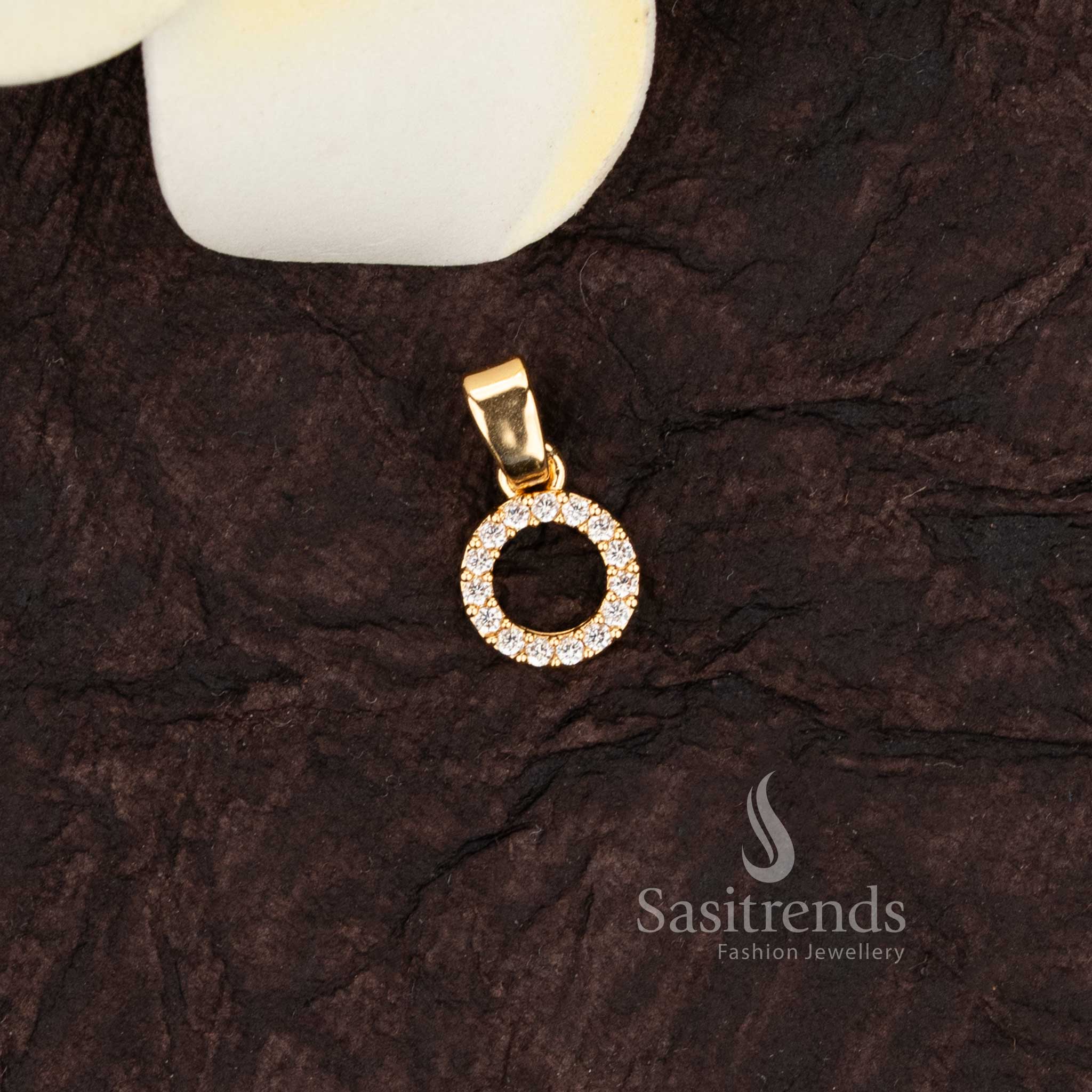 Elegant 24k micro gold plated american diamond circle pendants  