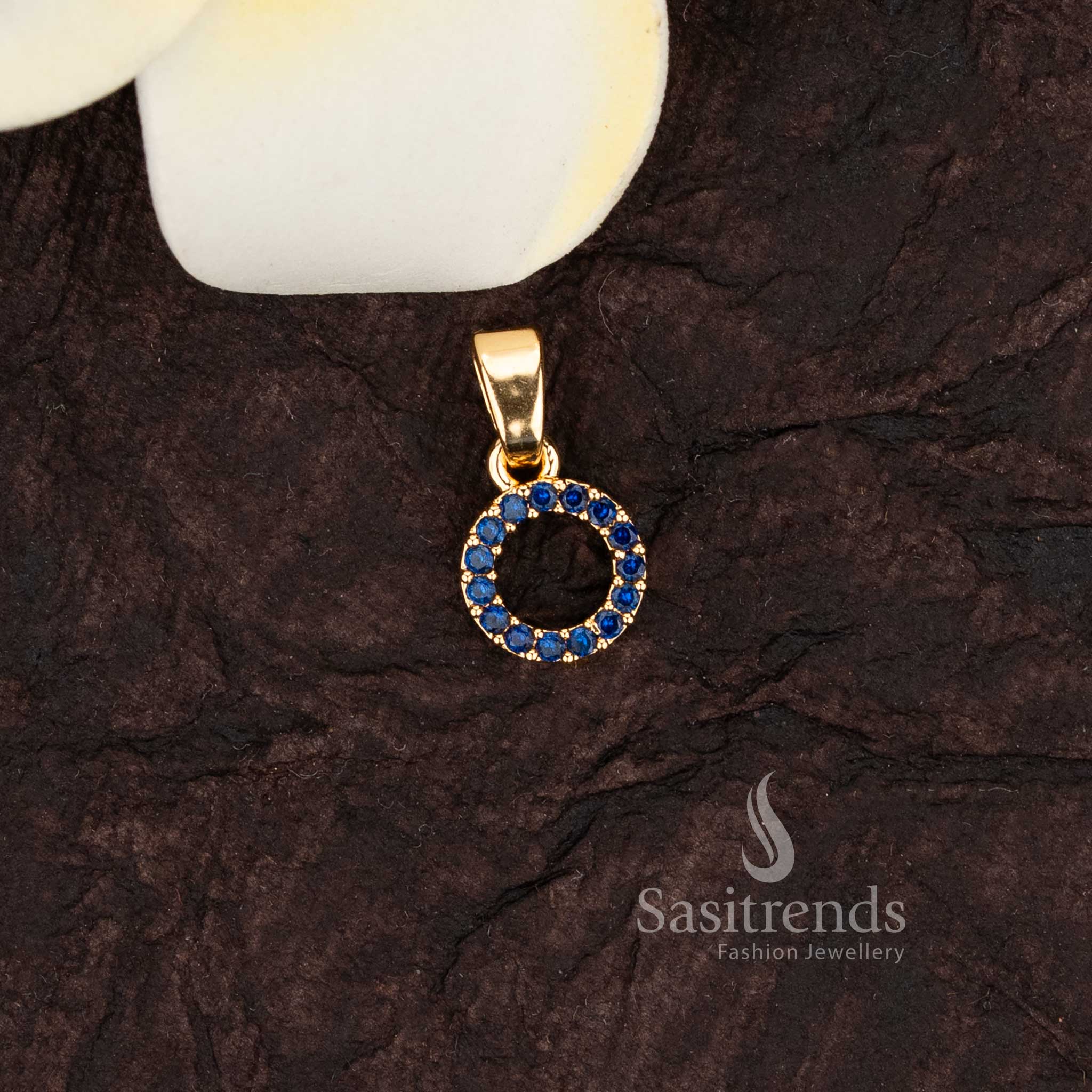 Elegant 24k micro gold plated american diamond circle pendants  
