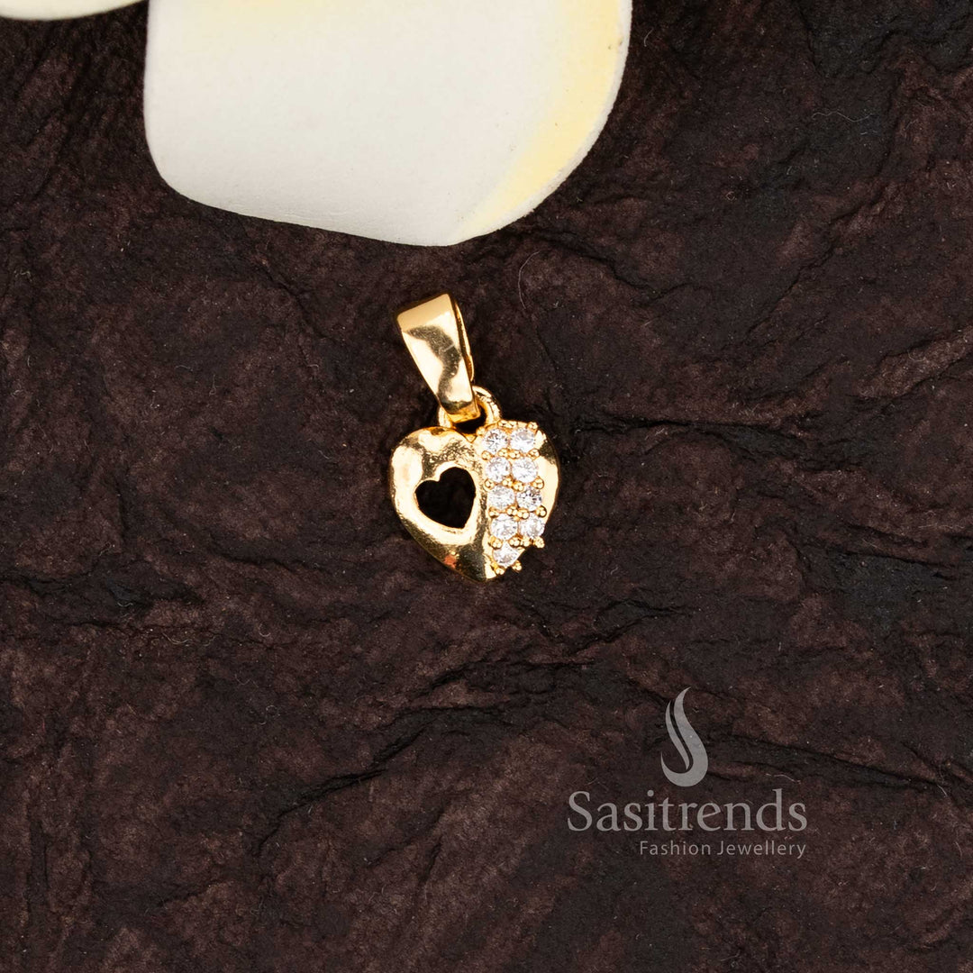 Exquisite 24k micro gold plated american diamond heart pendants - Sasitrends