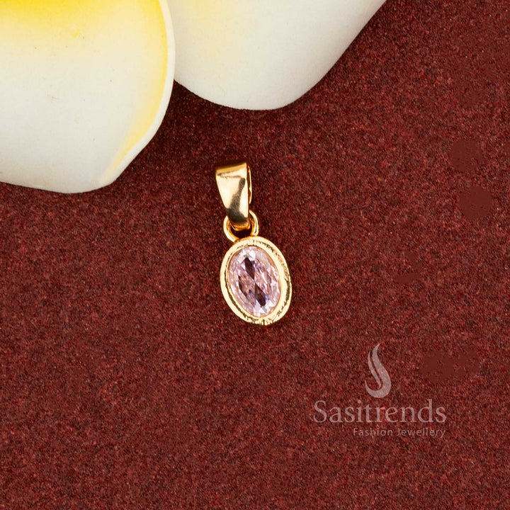Traditional One Gram Micro Gold Plated Oval Shape AD Stone Pendant | 24K Gold Plated