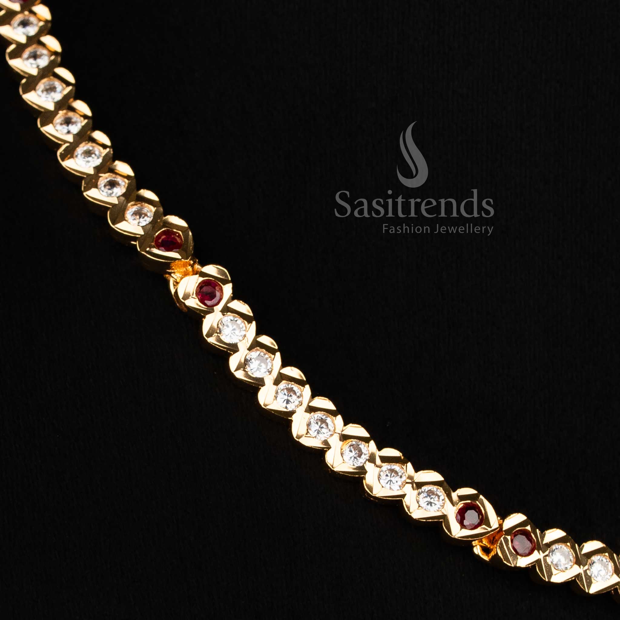  White Ruby Micro Gold Plated Polki Chandbali Addigai Pendant Necklace Design – sasitrends