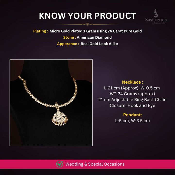Micro Gold Plated necklace measurement image - Sasitrends